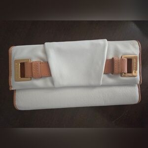 Brahmin White and Tan Women's Clutch / Wallet In Excellent Condition
